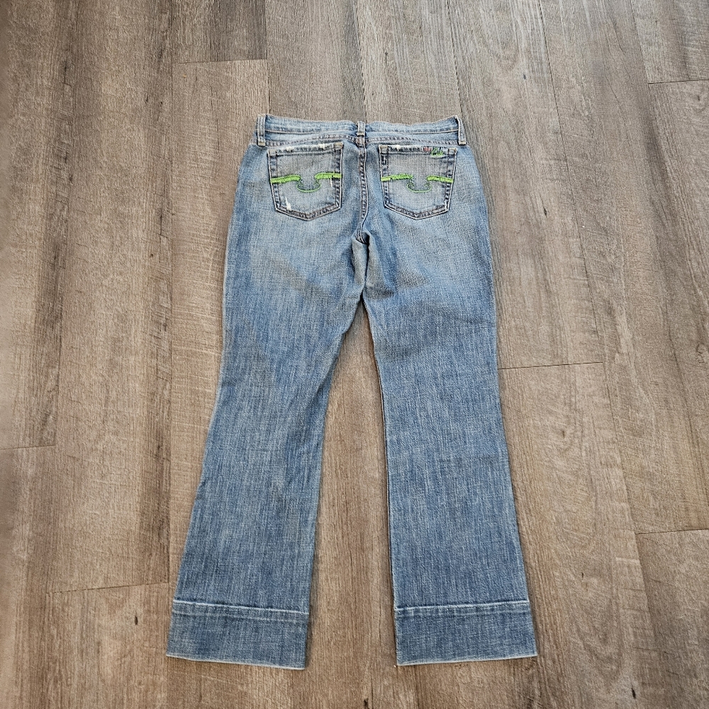 Blue Cult Mid Rise Boot Cut Jeans Womens Size 28 Vintage Med Wash Denim